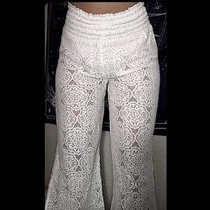 All white lace cover up culottes